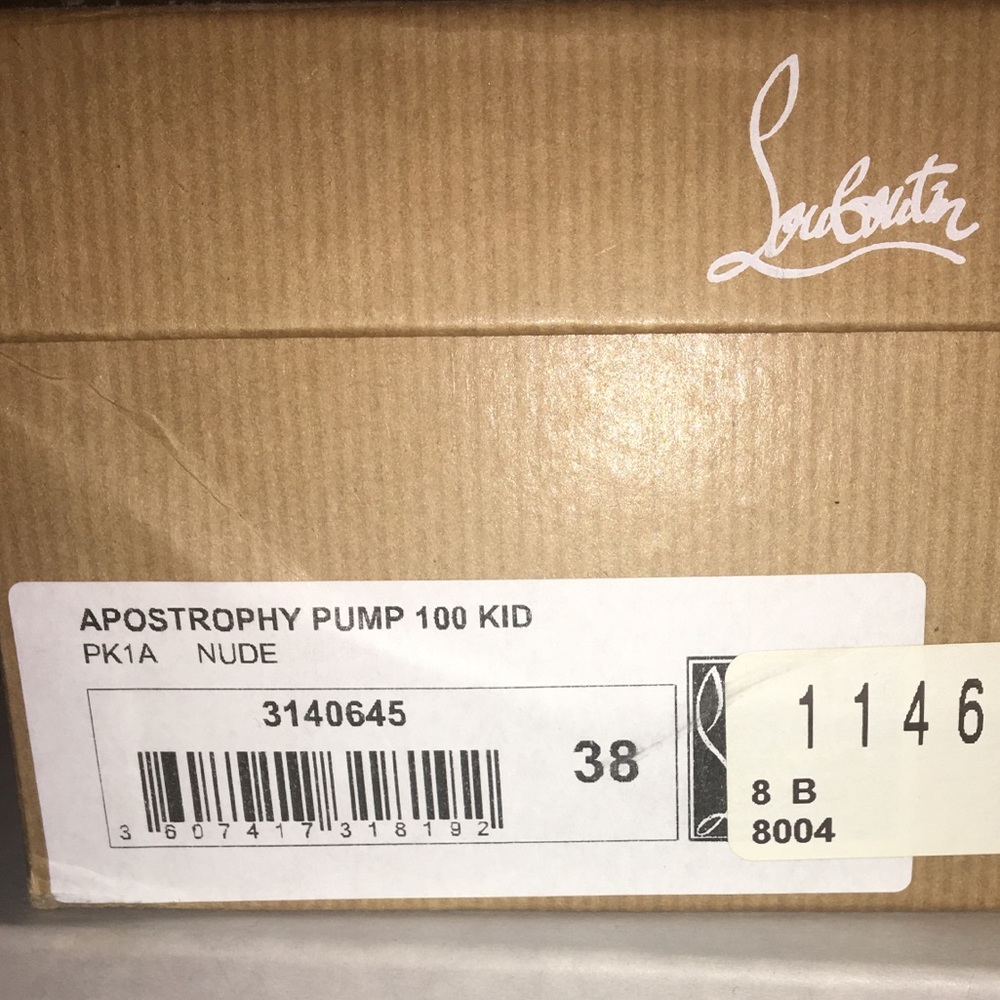 Christian Louboutin Apostrophy 100 38 8B NWT NEW Nude kid leather RETAILS $965+ - Picture 10 of 10
